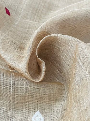 Assam Pure Muga Silk Saree | Natural Beige | No Zari | Handwoven | Silk Mark Certified | GI Tag | Handloom Mark | Ships from California